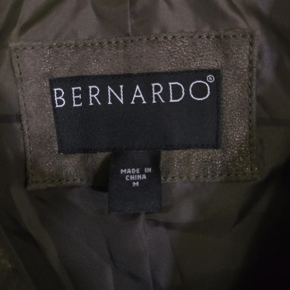 Bernardo Leather Moto Jacket Size Medium Green and Gold - Picture 2 of 8